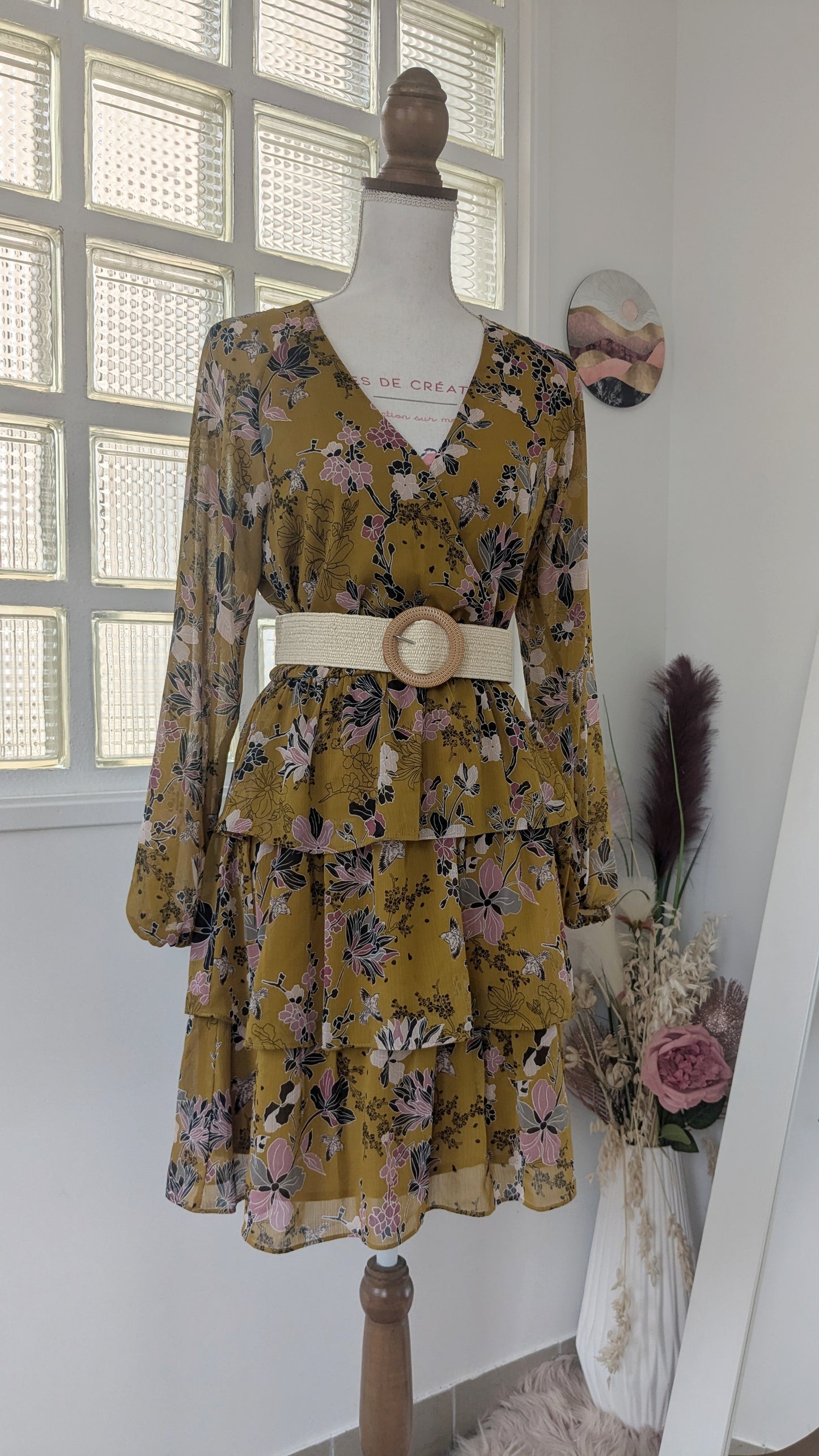 Robe moutarde japonisante - Promod - 36