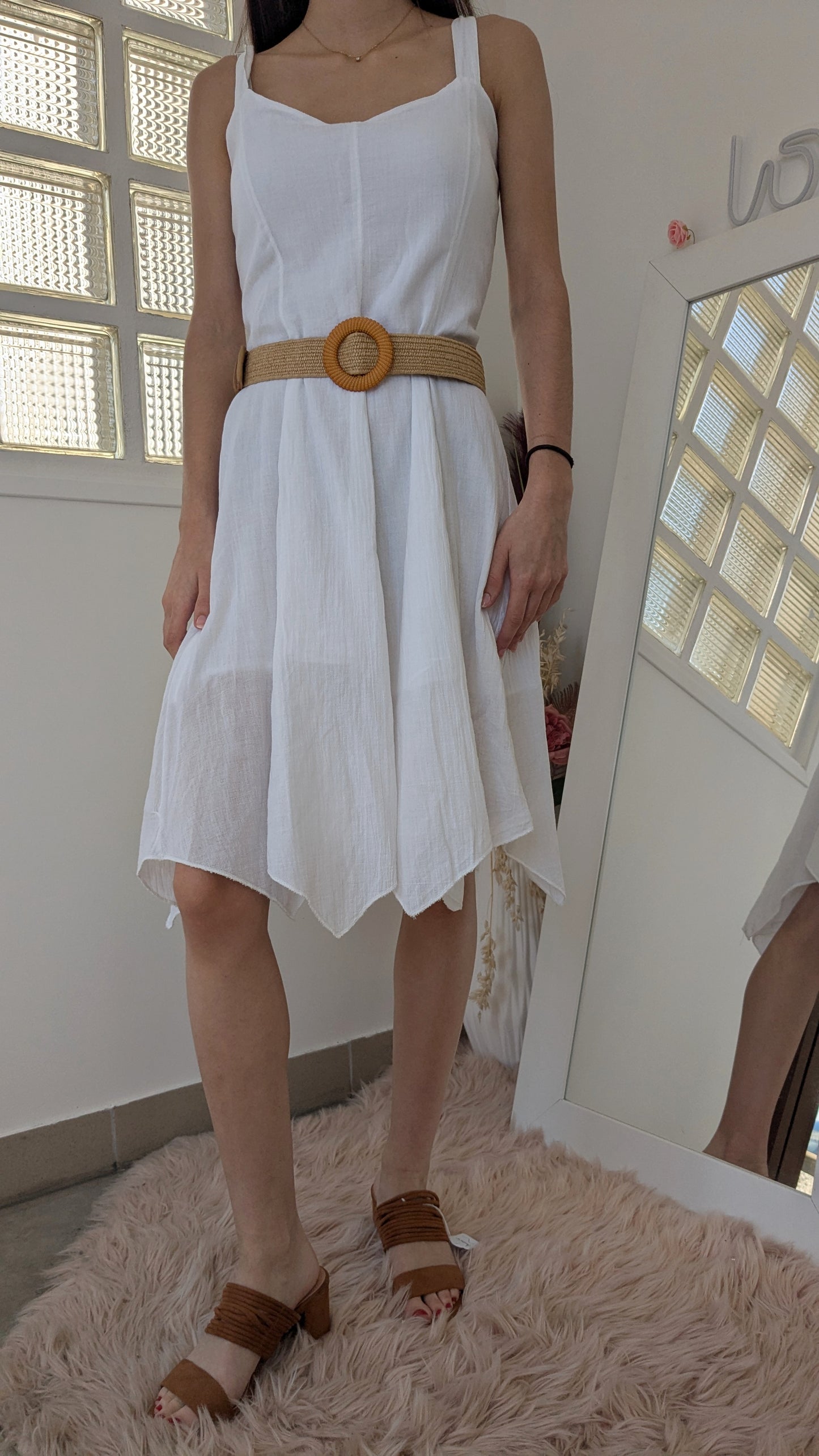 Robe blanche volants - Blanc du Nil - 34