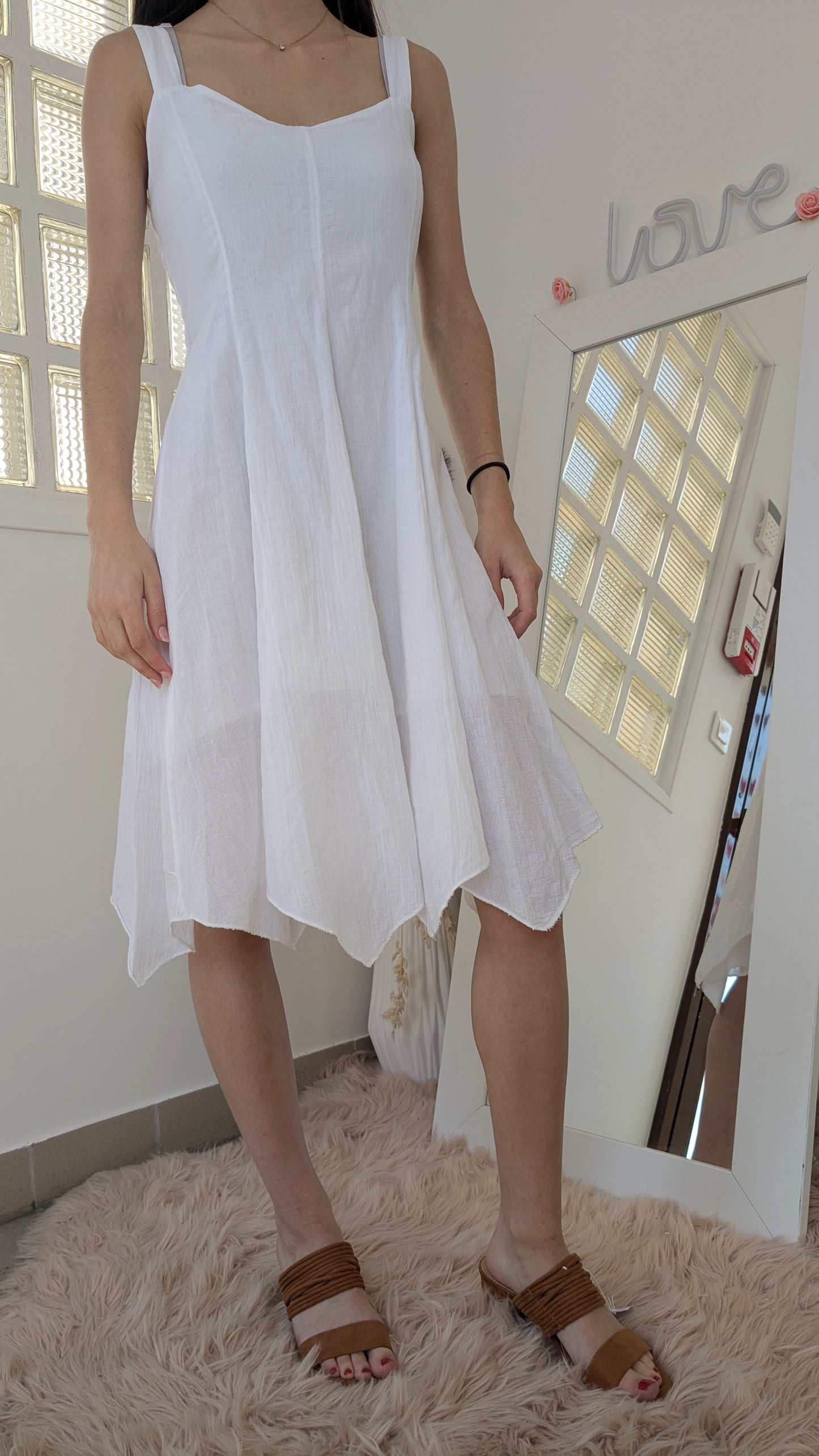 Robe blanche volants - Blanc du Nil - 34