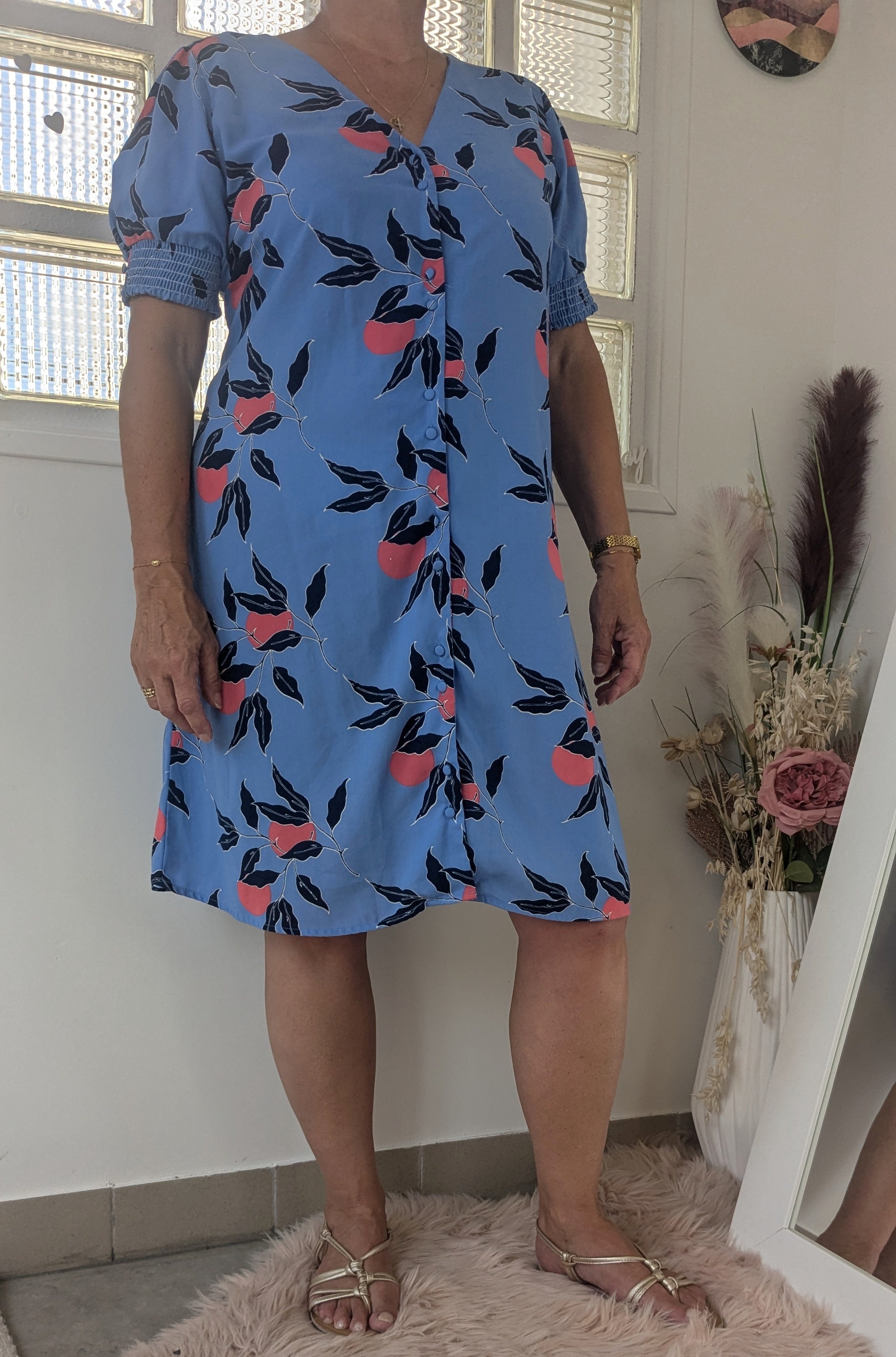 Robe bleue fleurie Kiabi 46 Influ Frip