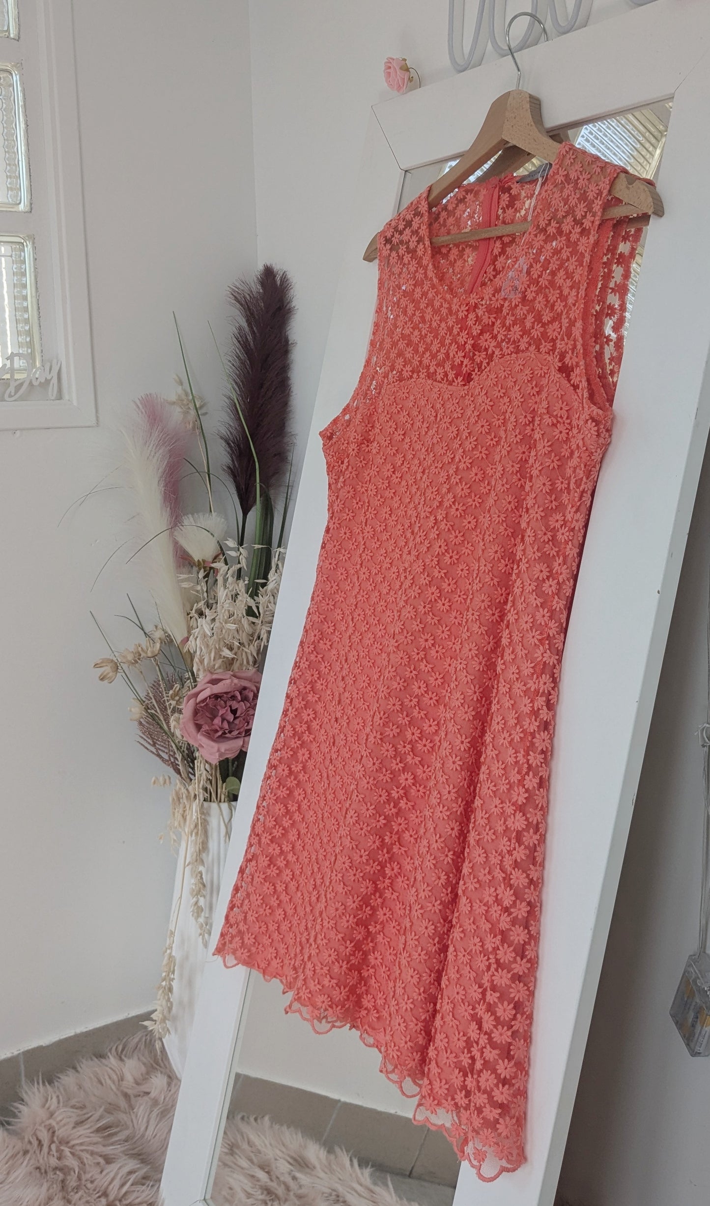 Robe broderies corail - Tex Woman - 38/40