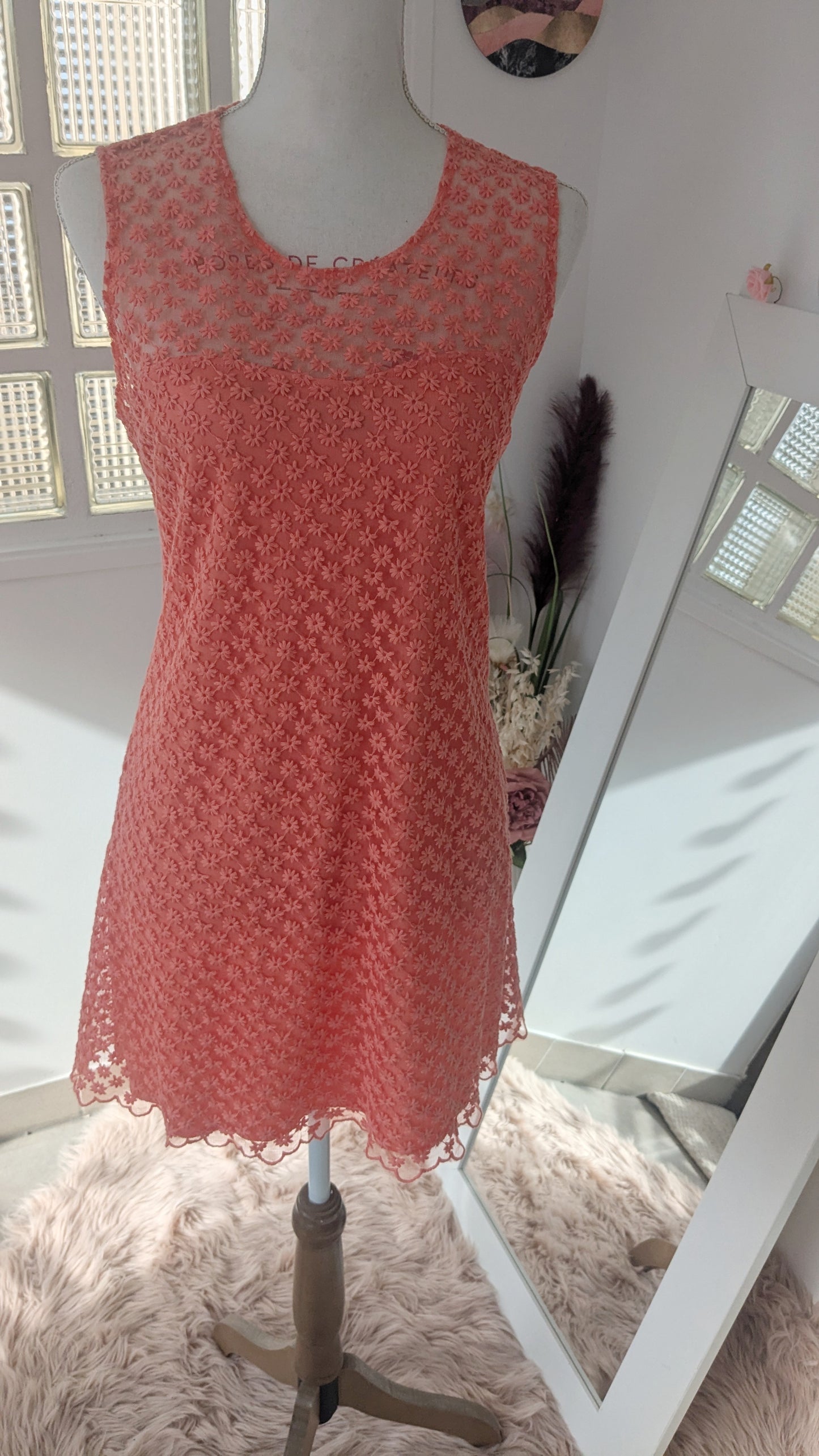 Robe broderies corail - Tex Woman - 38/40