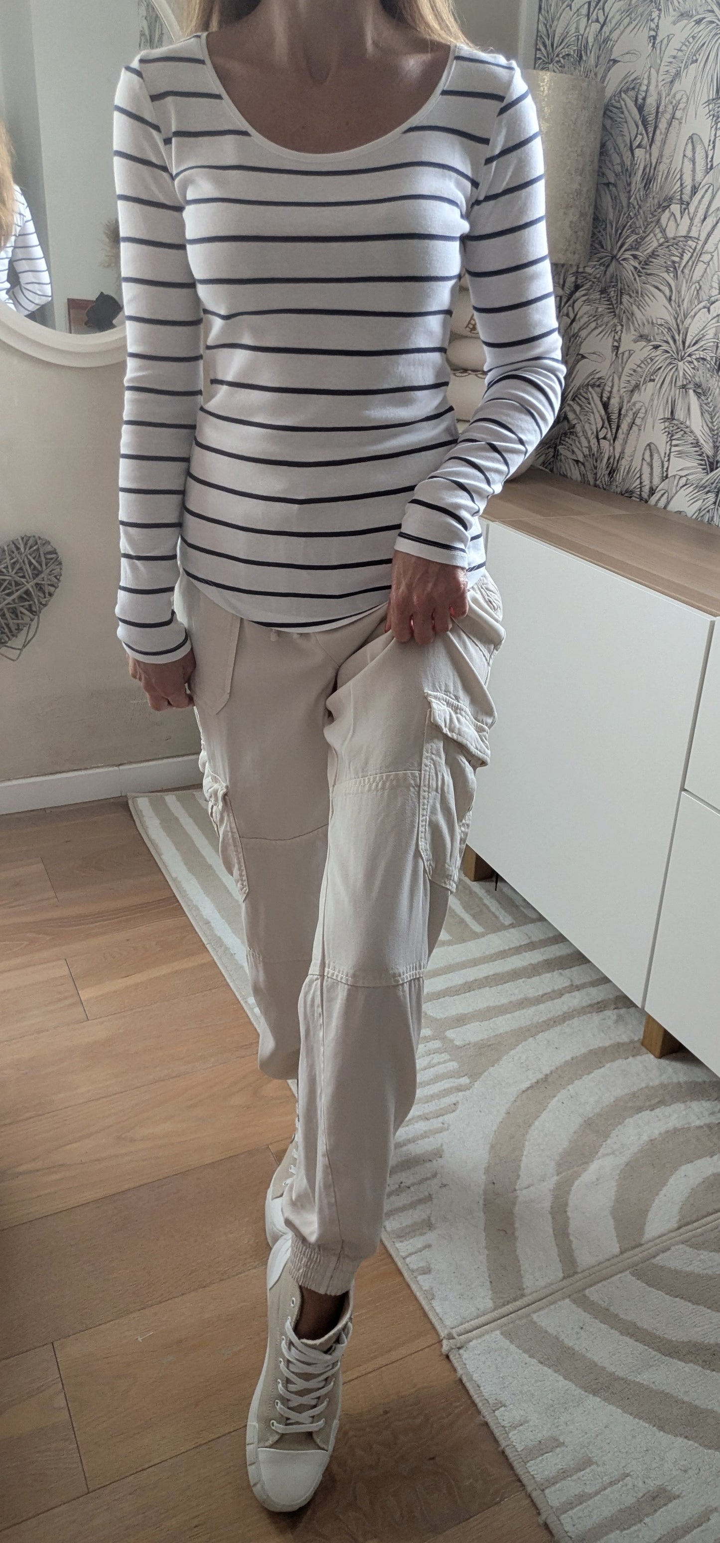 Pantalon cargo crème - H&M - 34/36