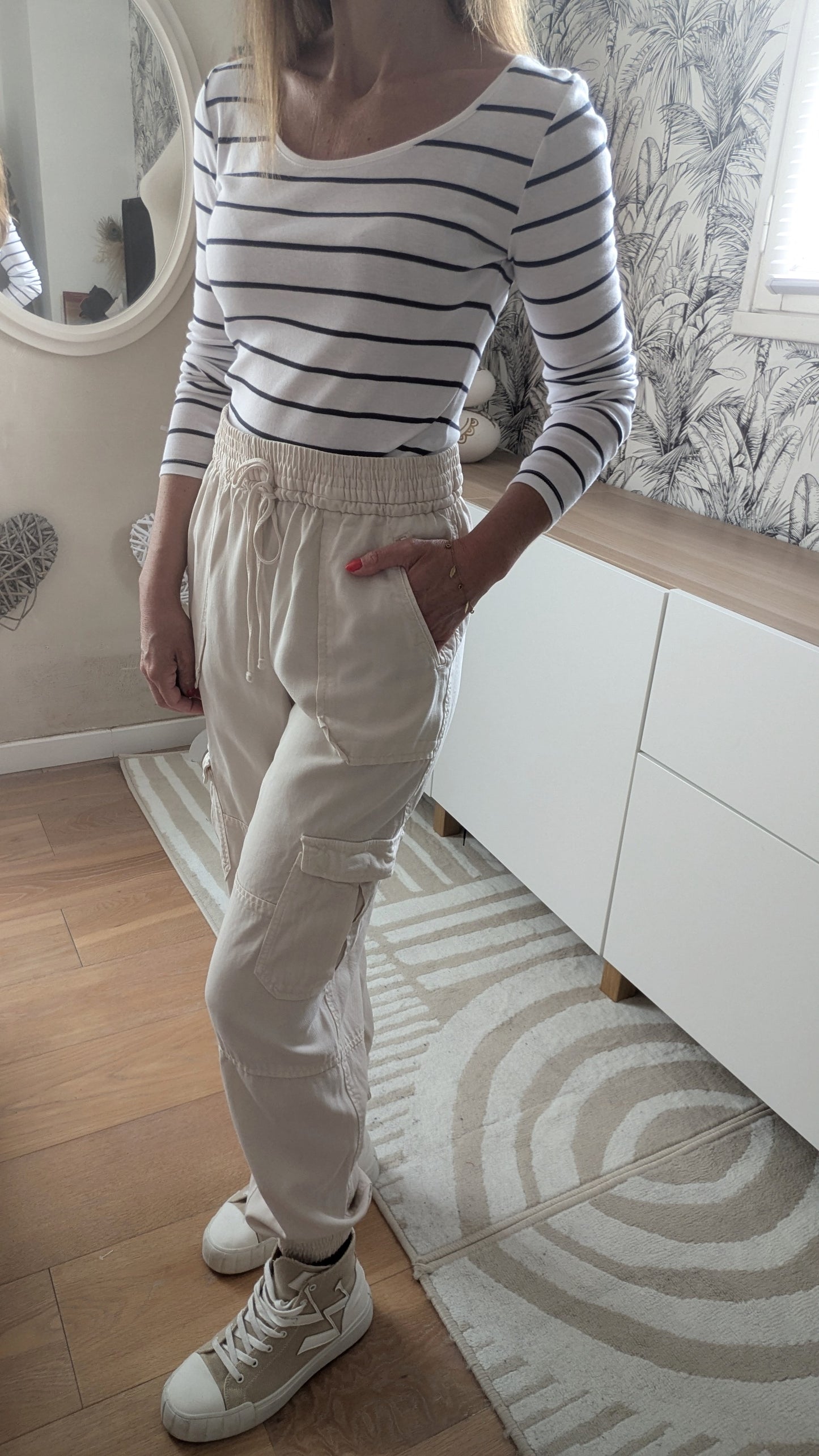 Pantalon cargo crème - H&M - 34/36