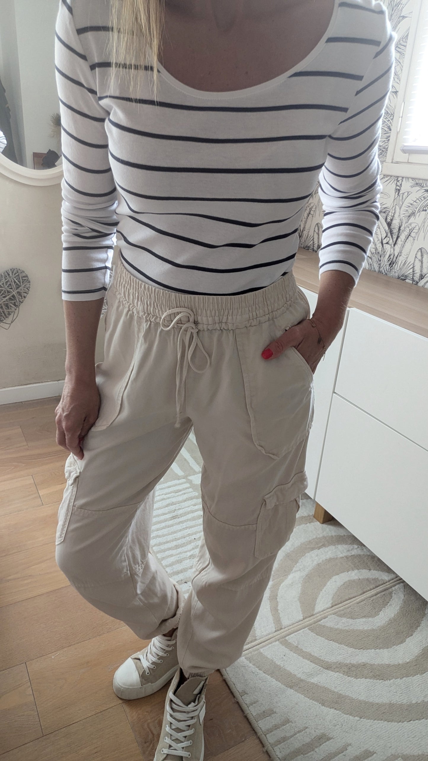 Pantalon cargo crème - H&M - 34/36