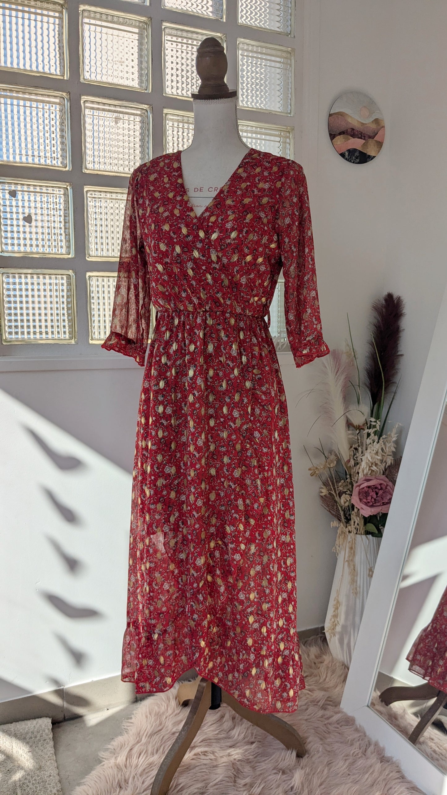 Robe longue rouge dorée - Millenium - 36