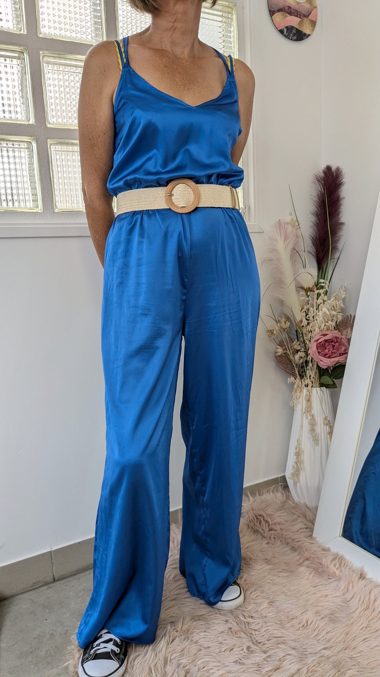 Combi-pantalon bleu satin - Cache-Cache - 38