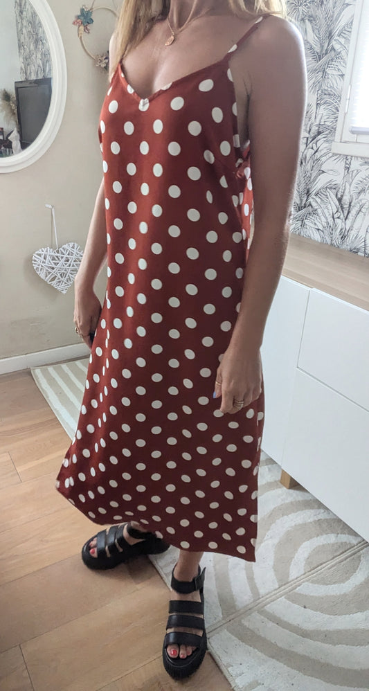 Robe longue pois brique - Pieces - 34/36