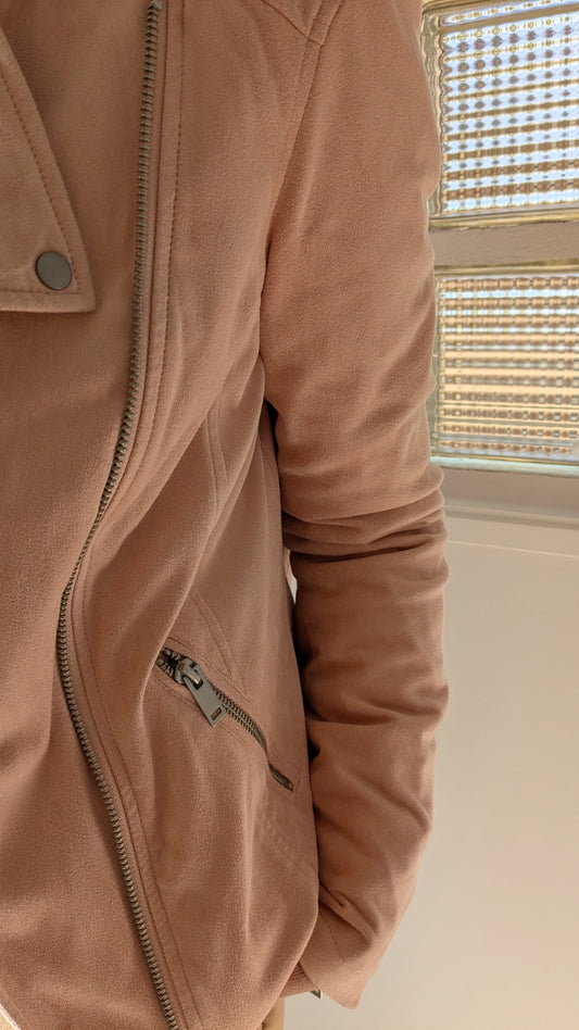 Veste perfecto suédine rose - Kiabi - 36