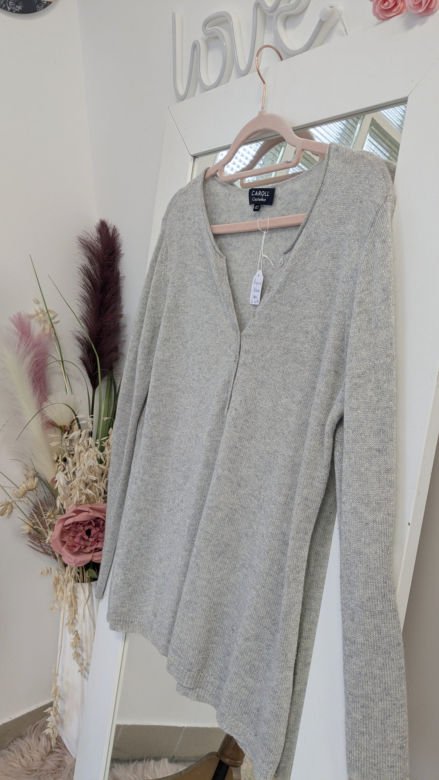 Pull cachemire gris irisé - Caroll - 42