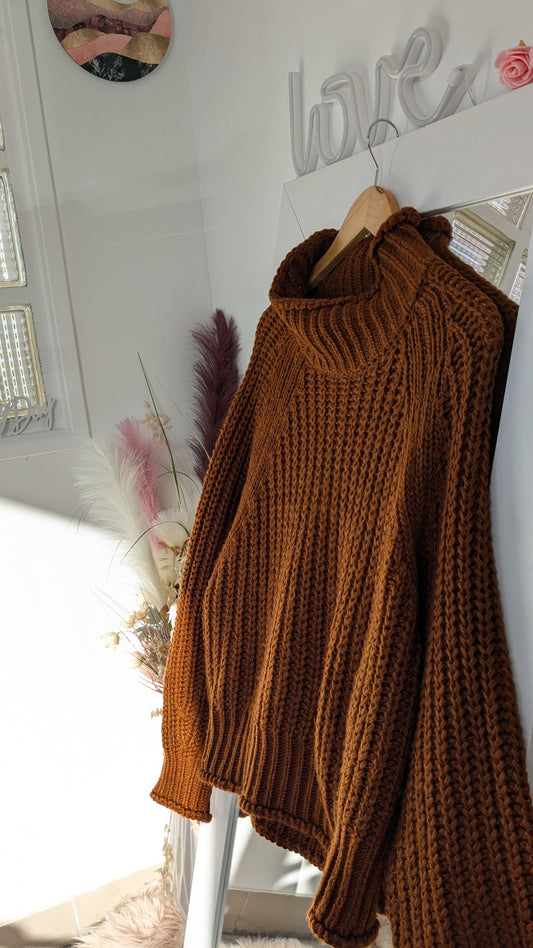 Pull marron col montant - H&M - 42