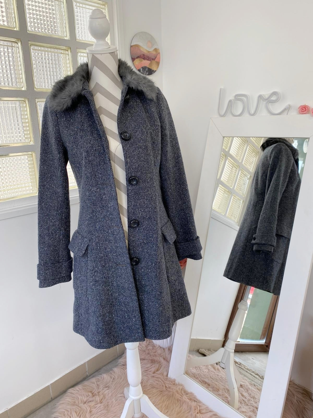 Manteau bleu gris chiné - Nafnaf - 38