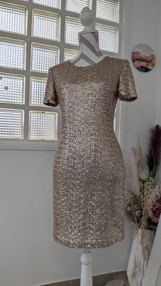 Robe fêtes sequins dorés - Made in Italy - 36/38