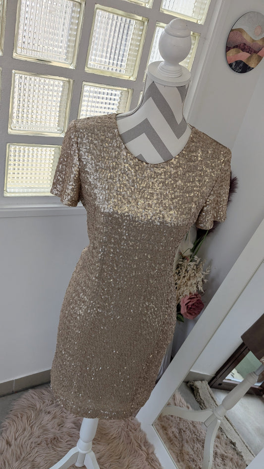 Robe fêtes sequins dorés - Made in Italy - 36/38