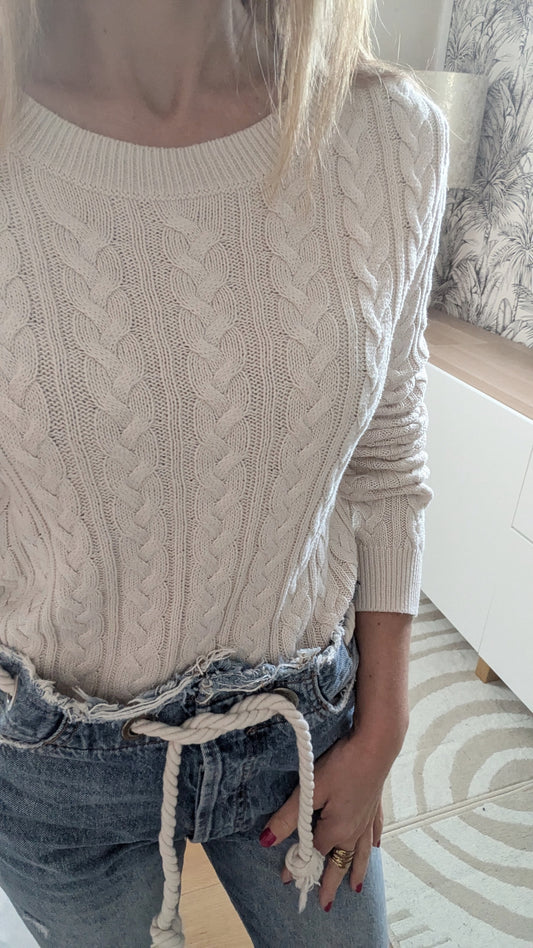 Pull beige torsades - H&M - 34/36