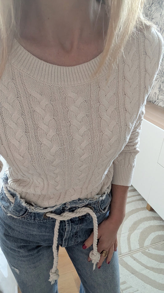 Pull beige torsades - H&M - 34/36