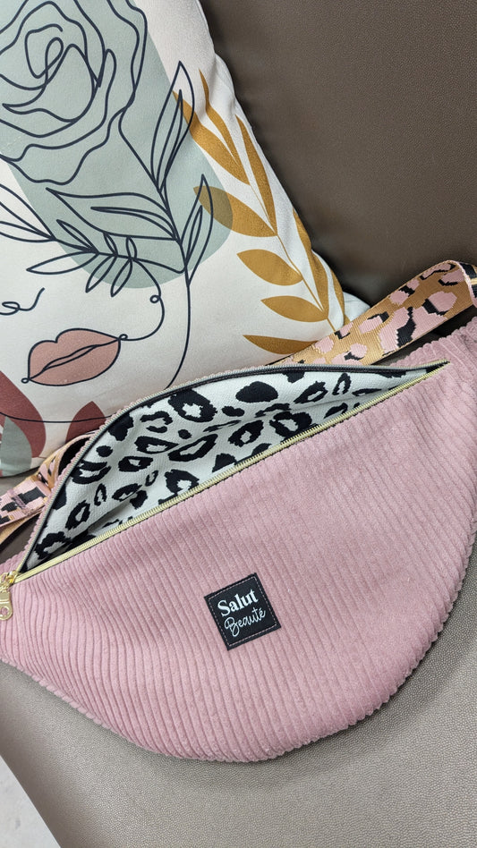 Sac banane velours rose - Création Sab'bobine - TU