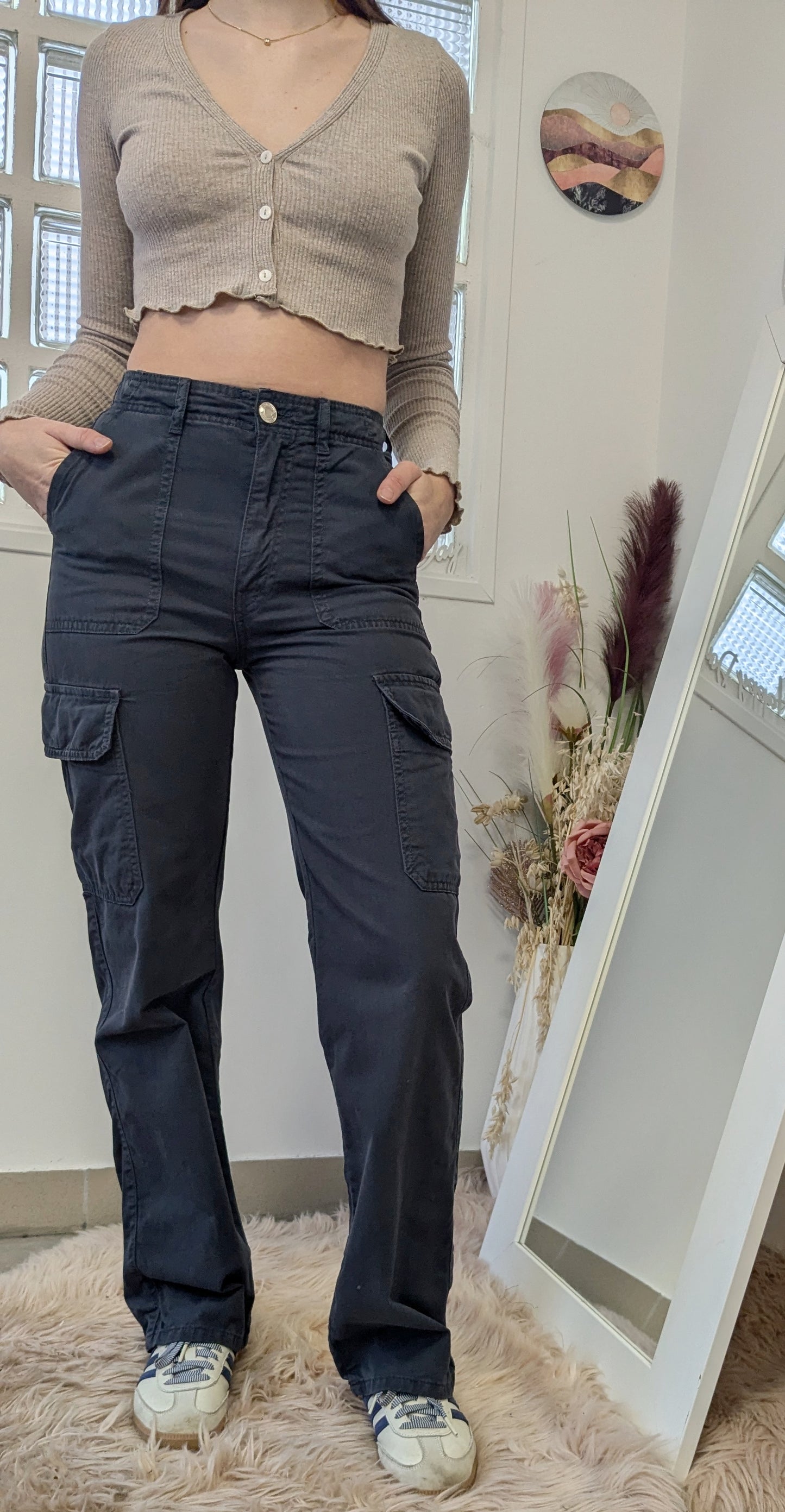 Pantalon marine cargo - Zara - 32