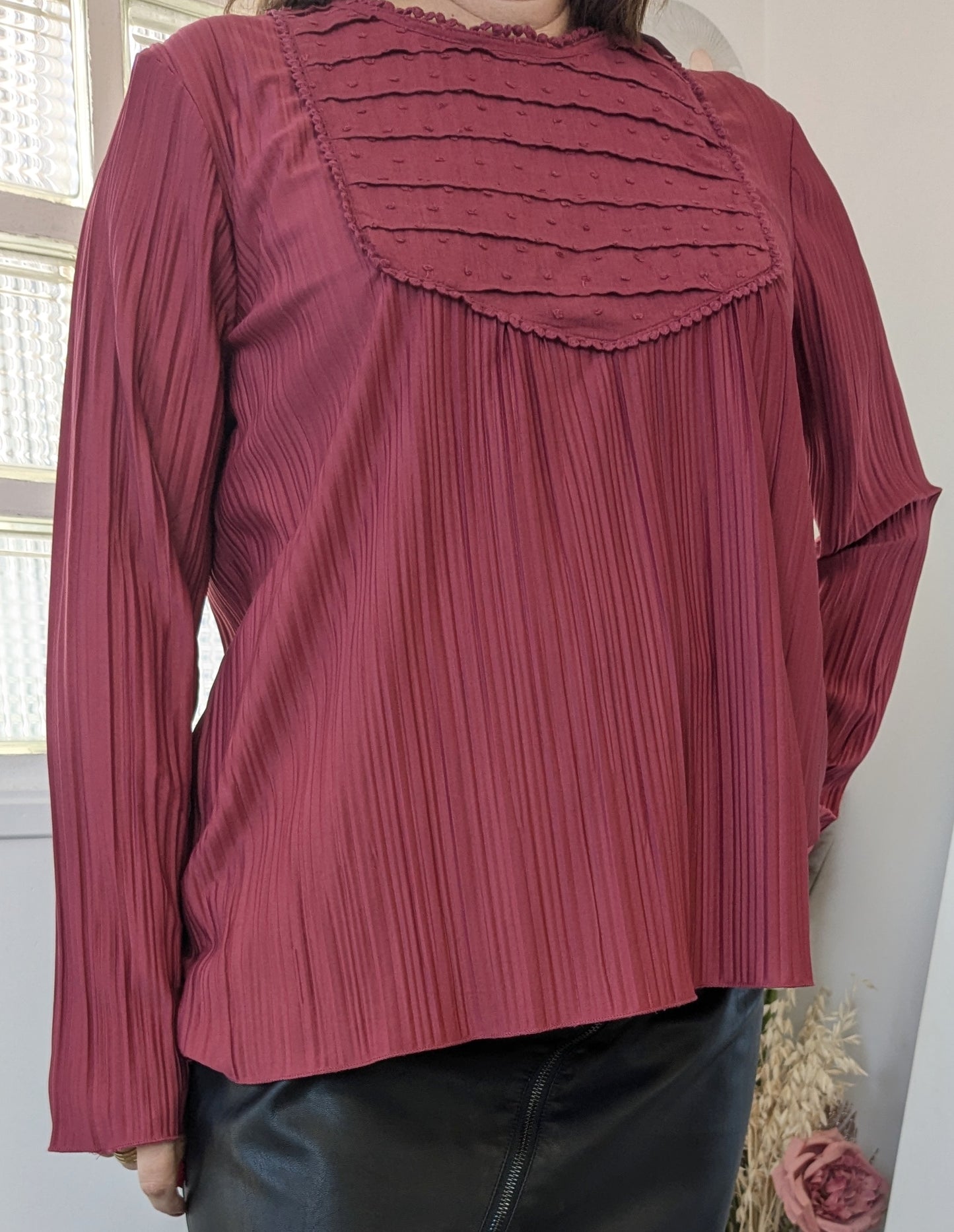 Blouse plissée framboise - Sfera - 40