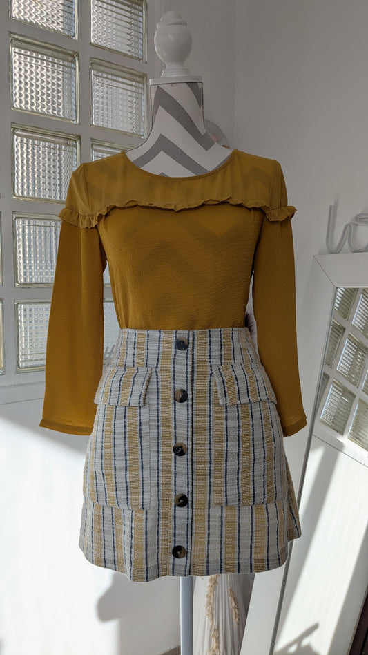Blouse volants moutarde - Charlior  - 36