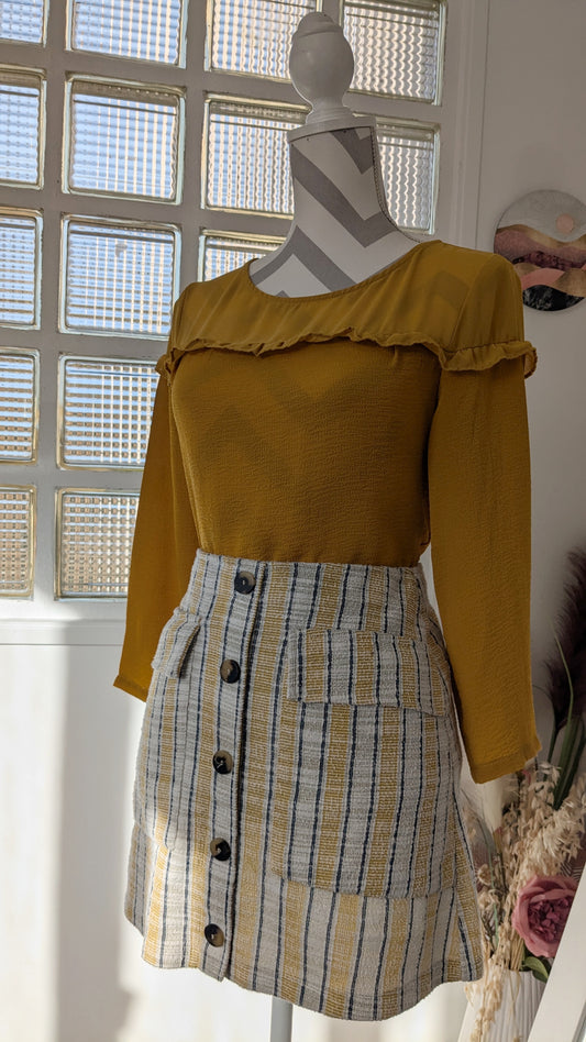 Blouse volants moutarde - Charlior  - 36