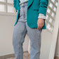 Blazer souple turquoise - Made in Italy - 40