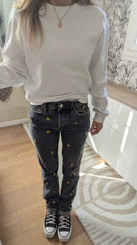 Jeans brodé - Zara - 34/36