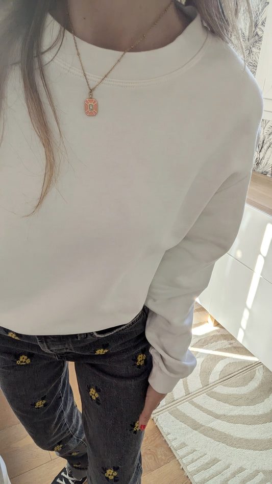 Pull sweat blanc crème - Monoprix - 34