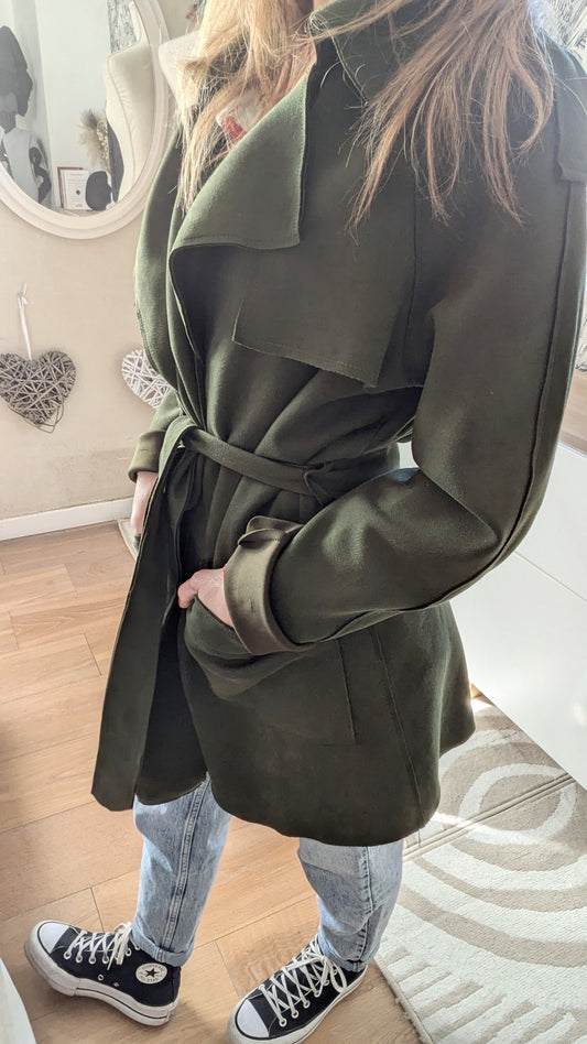Trench suédine vert sapin - Stradivarius  - 36