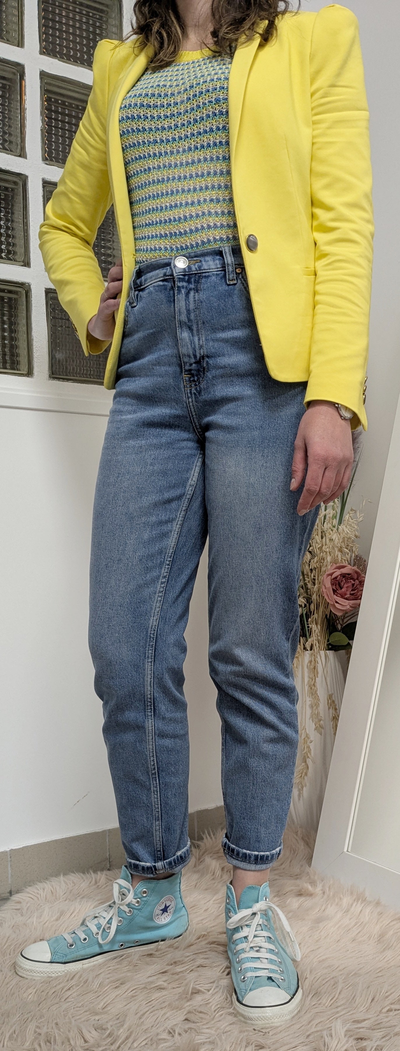 Veste blazer structuré jaune - Zara - 36