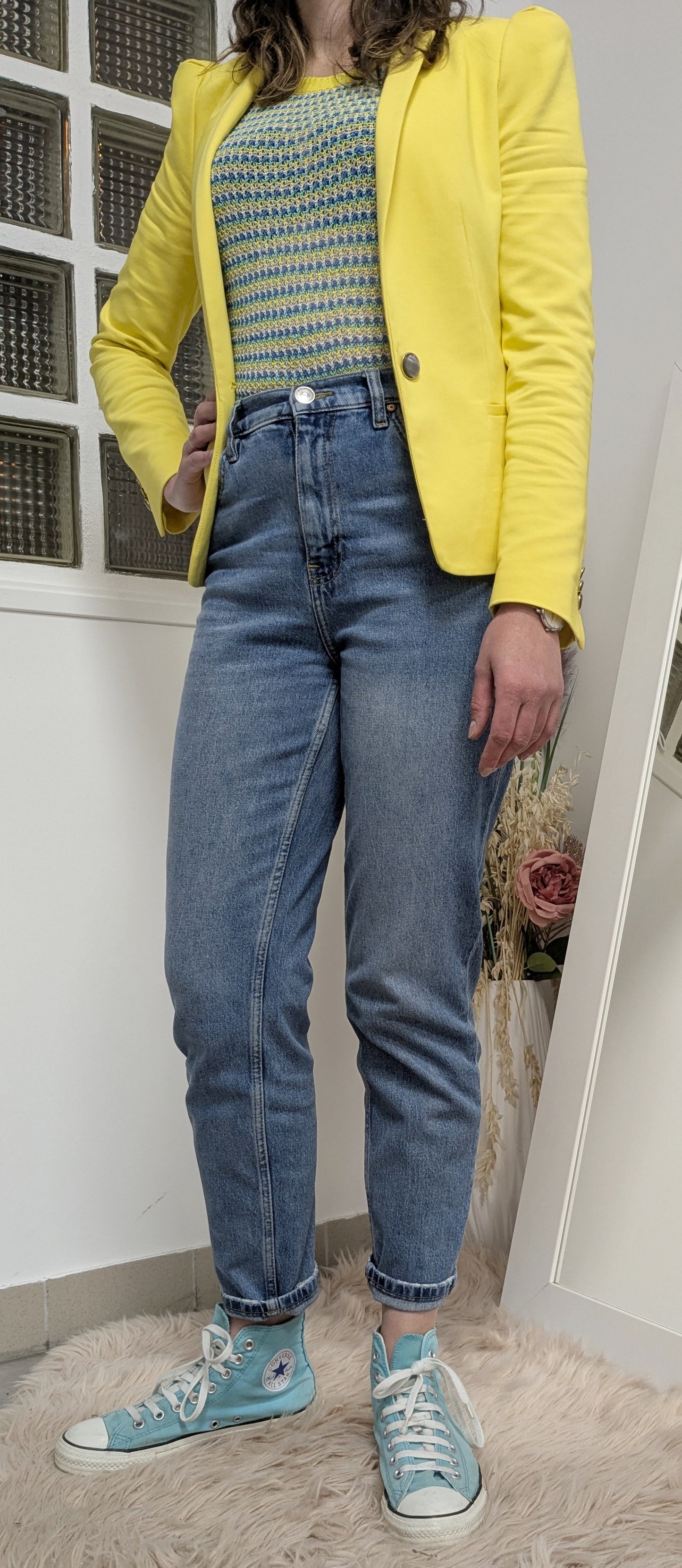 Veste blazer structuré jaune - Zara - 36
