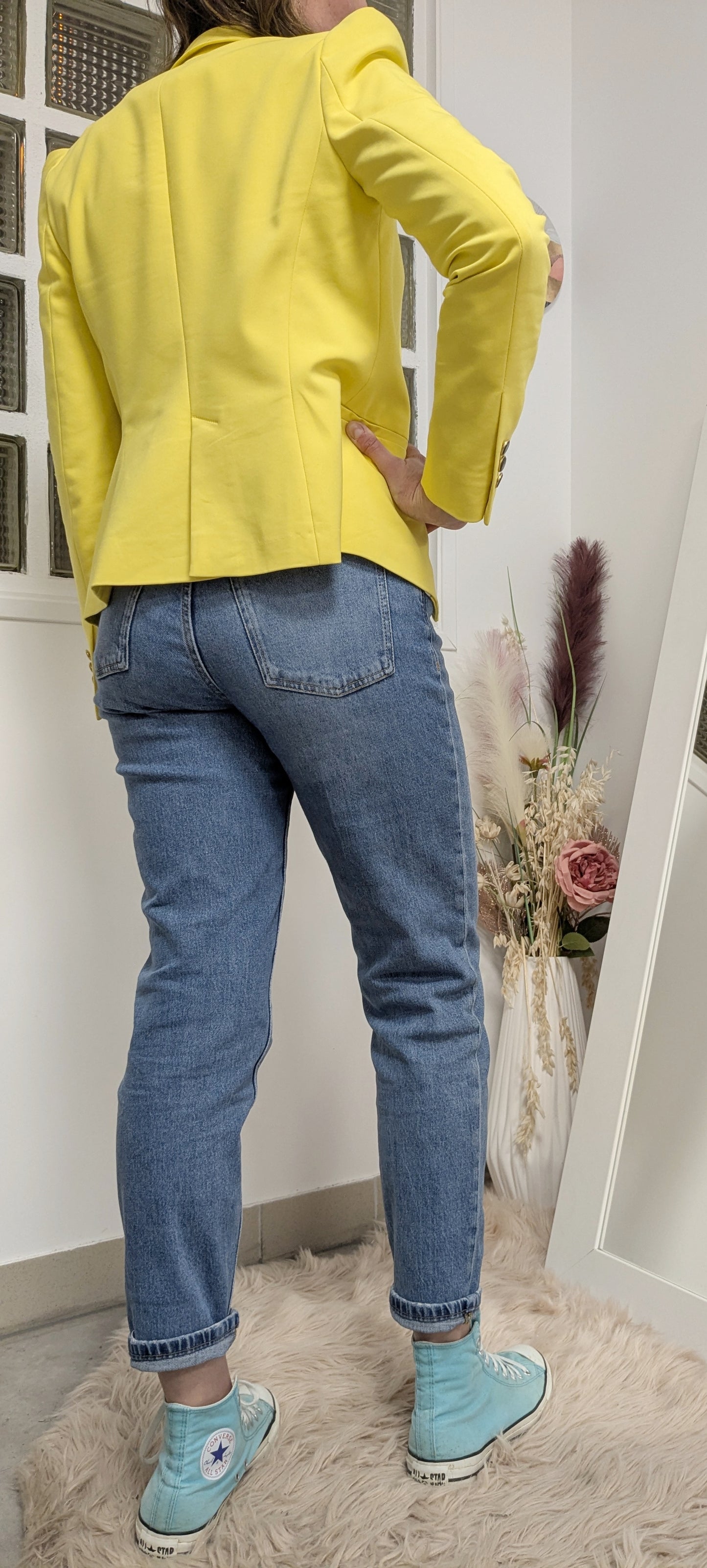 Veste blazer structuré jaune - Zara - 36