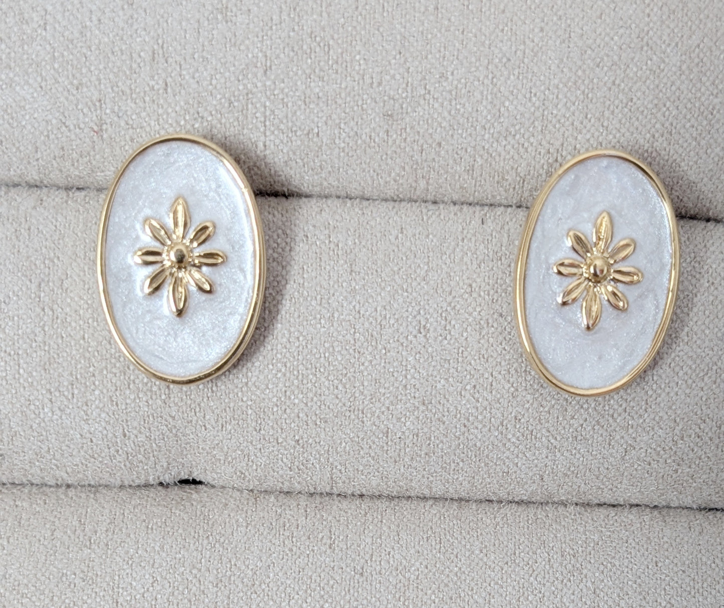 Bijoux Boucles d'oreilles soleil doré nacré - Nude Collection - TU