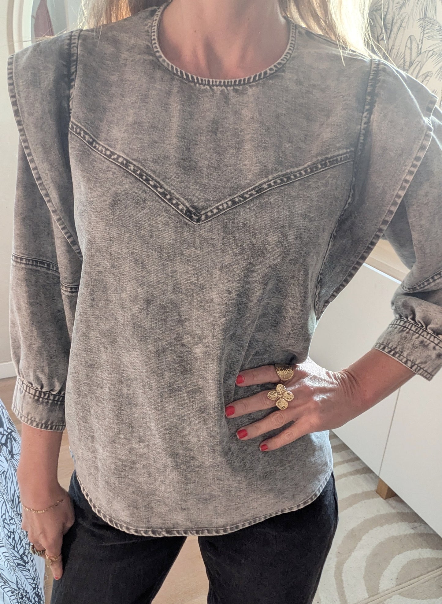 Blouse structurée denim gris - Pimkie - 32