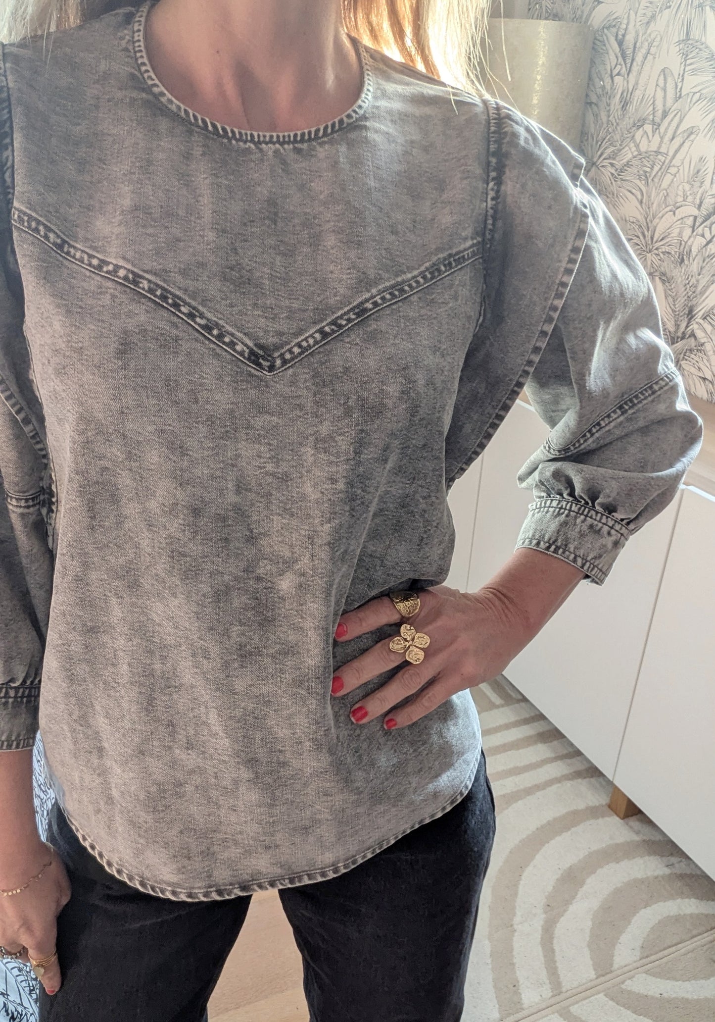 Blouse structurée denim gris - Pimkie - 32