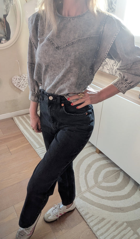 Jeans noir mom - Mango - 34