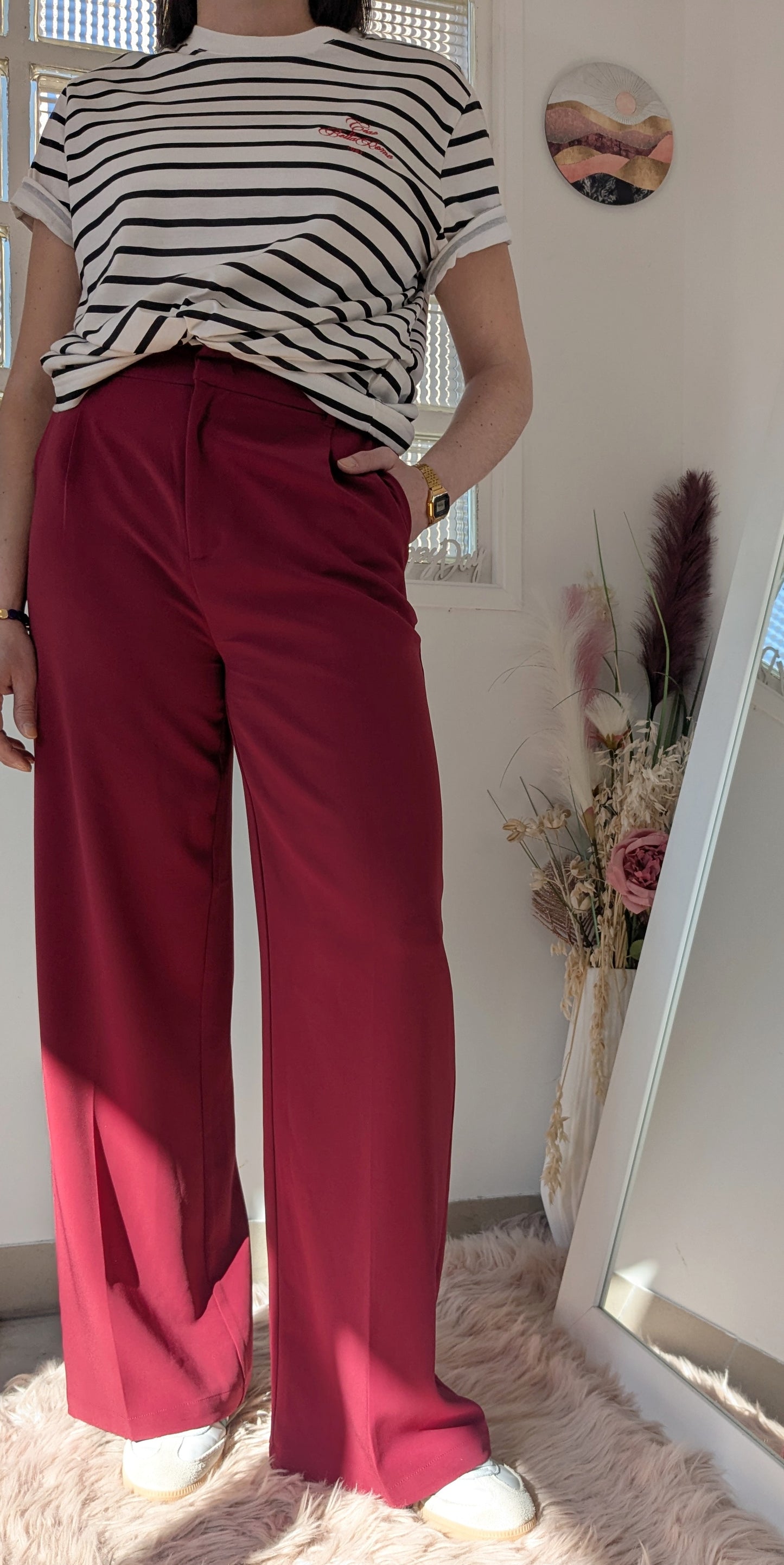 Pantalon wide bordeaux - Sora - 38/40