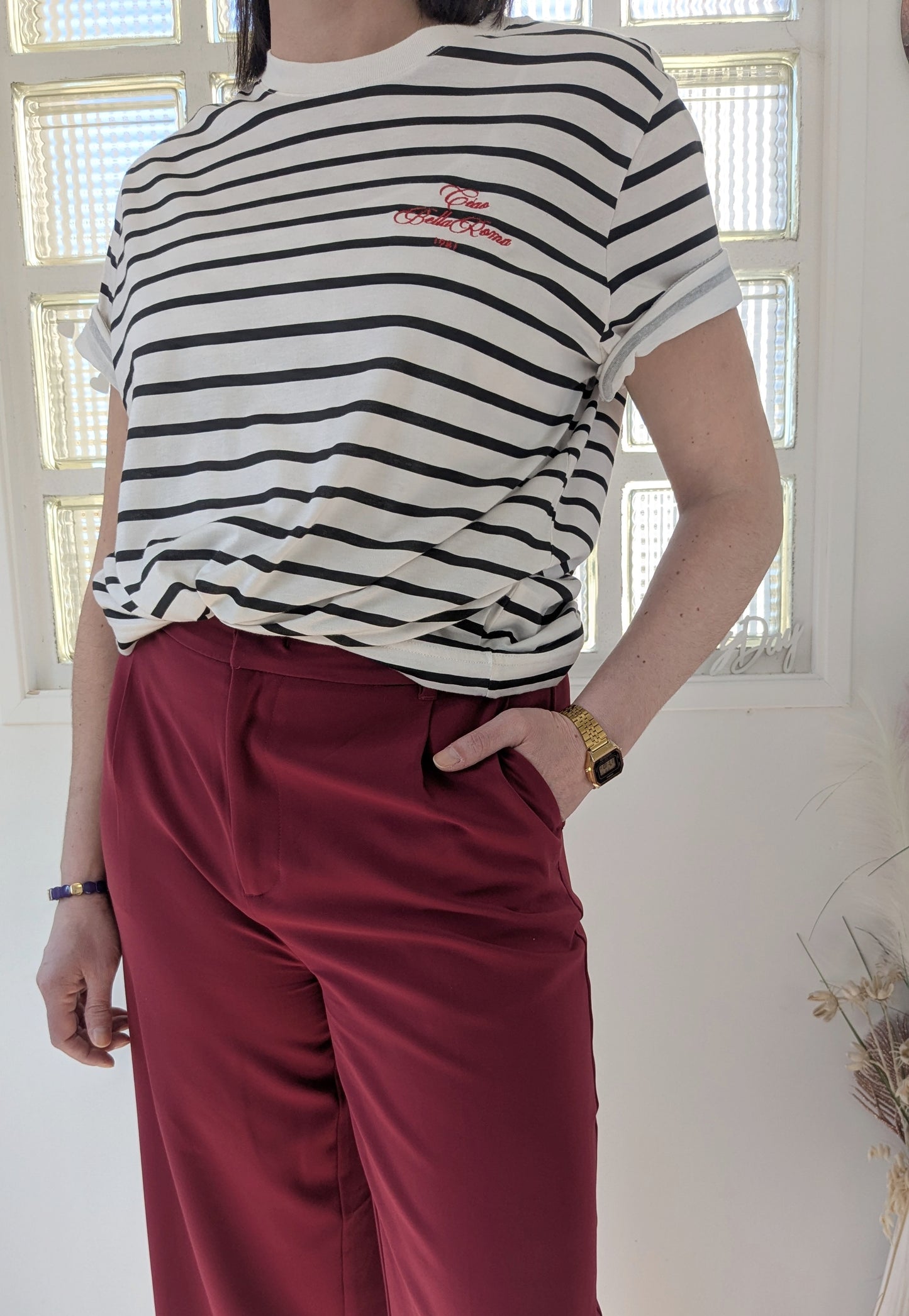 Pantalon wide bordeaux - Sora - 38/40