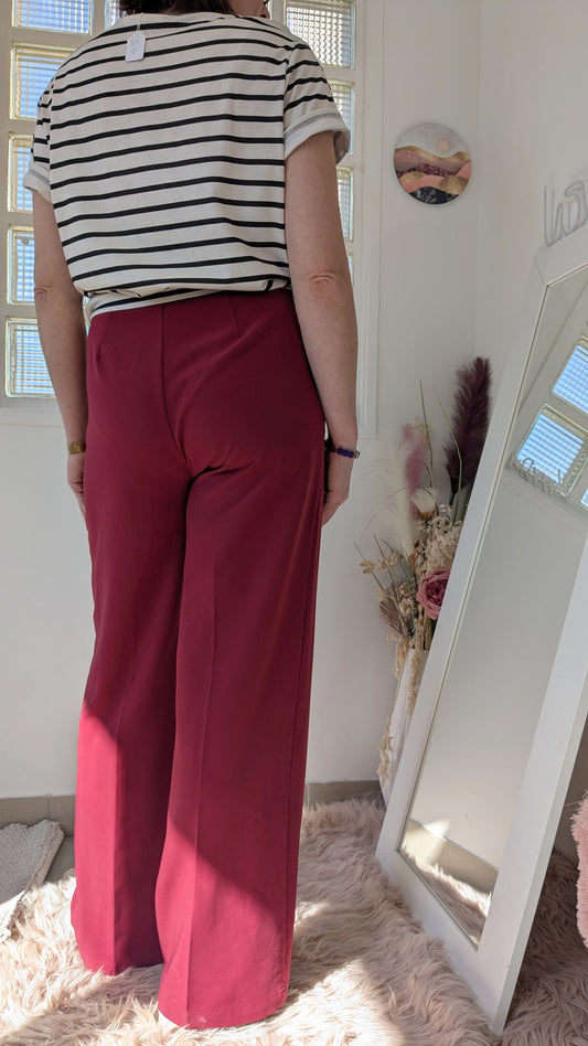 Pantalon wide bordeaux - Sora - 38/40