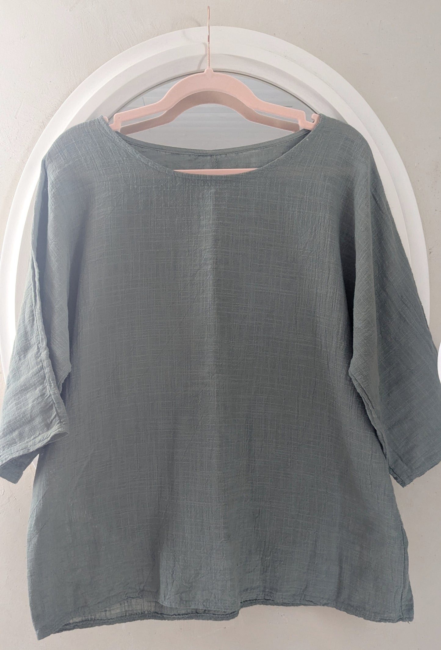 Blouse coton lin kaki - Made in Italy - TU