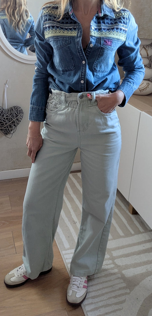 Jeans mom smoké vert clair - Jennyfer - 32