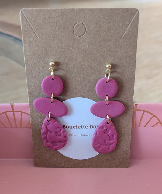 Bijoux Boucles d' oreilles pendantes   fleuries - Création La Bouclette dorée - TU