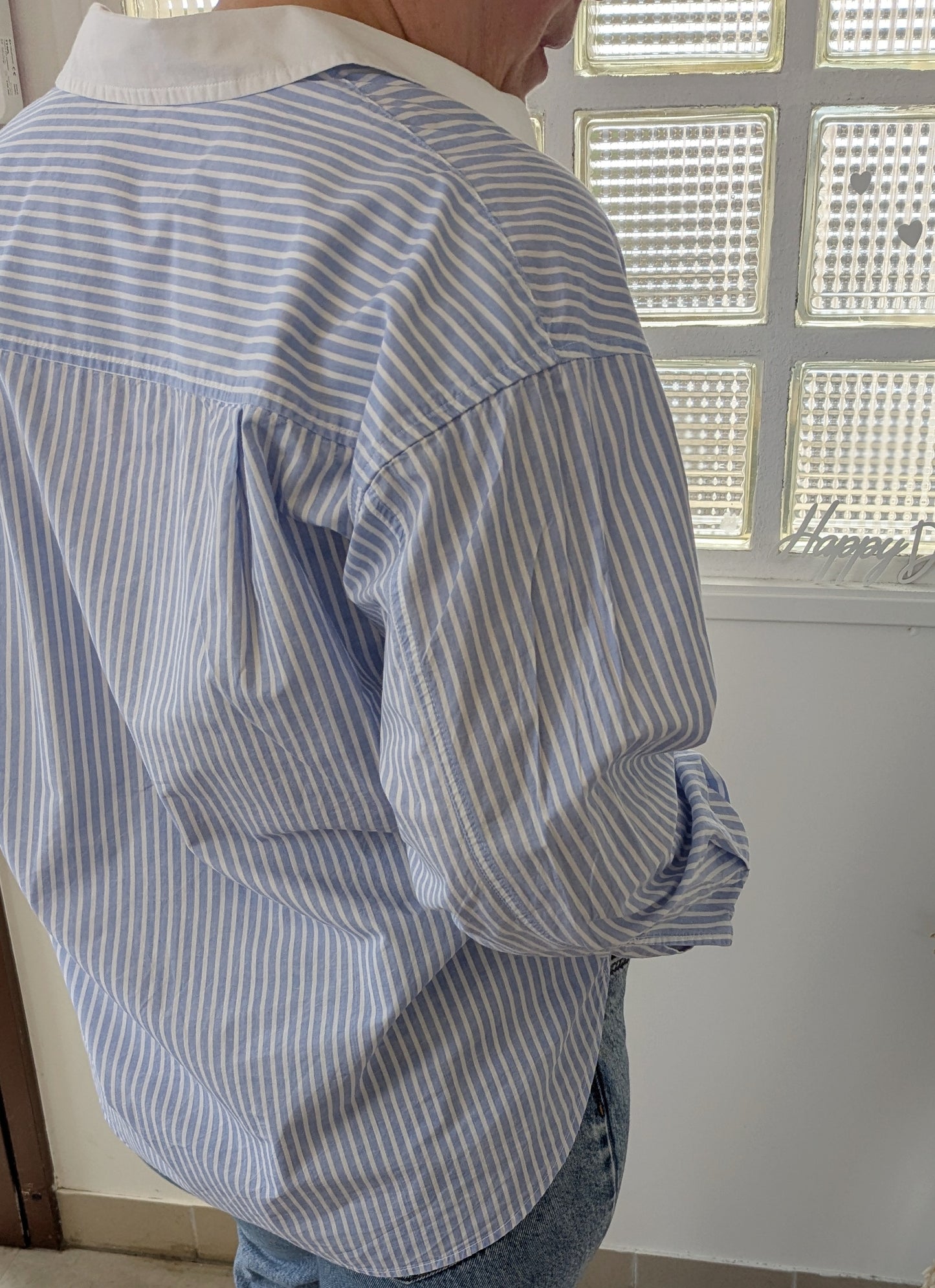 Chemise rayée ciel oversize - Stradivarius - 40