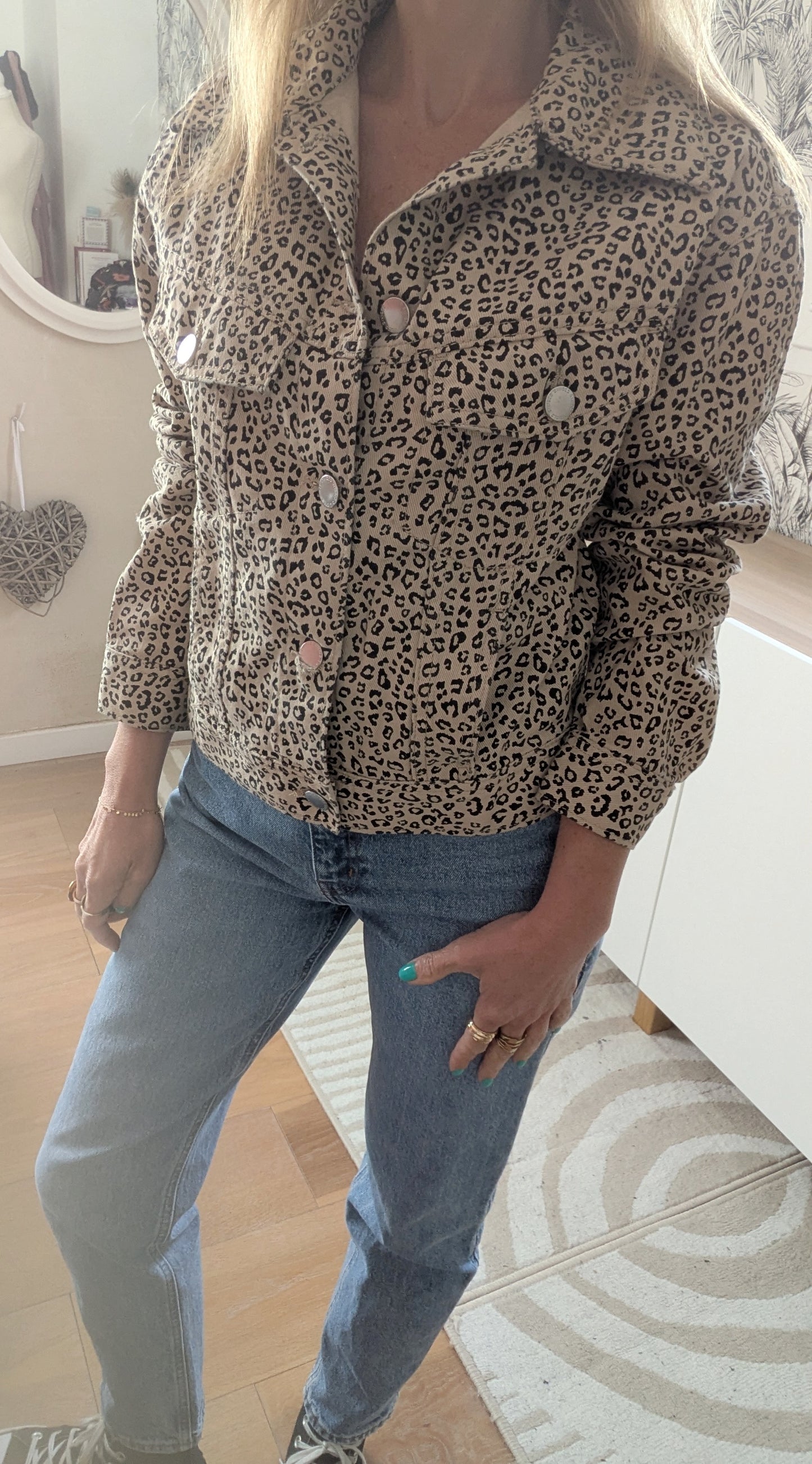 Veste en jeans léopard - H&M - 34