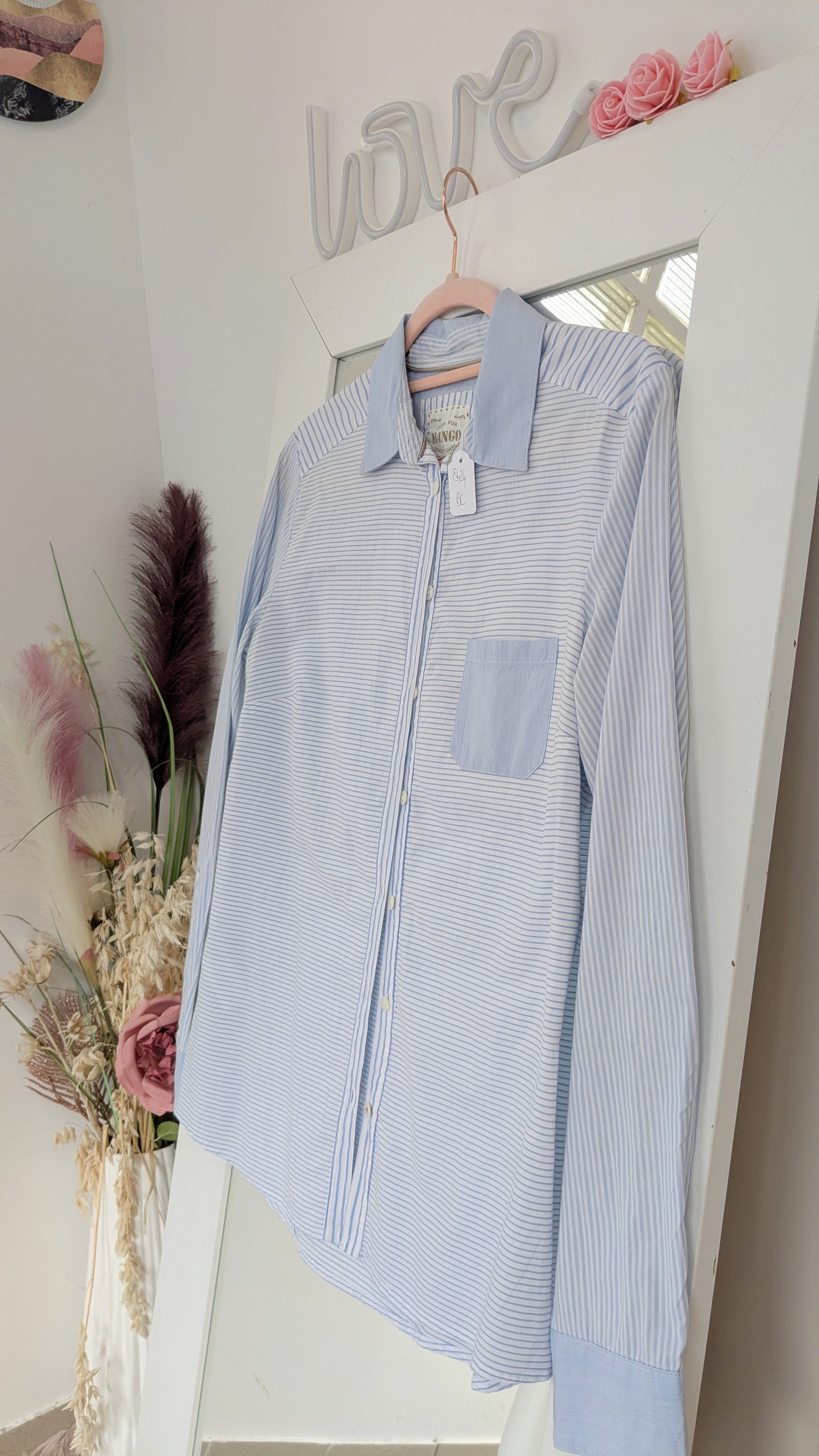 Chemise rayée ciel - Mango - 40