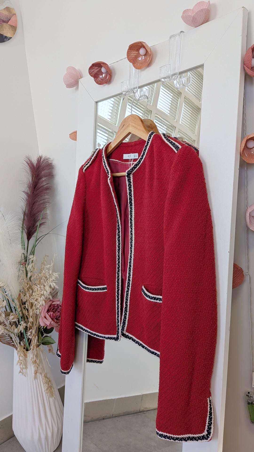 Veste rouge tressée - MANGO - 36