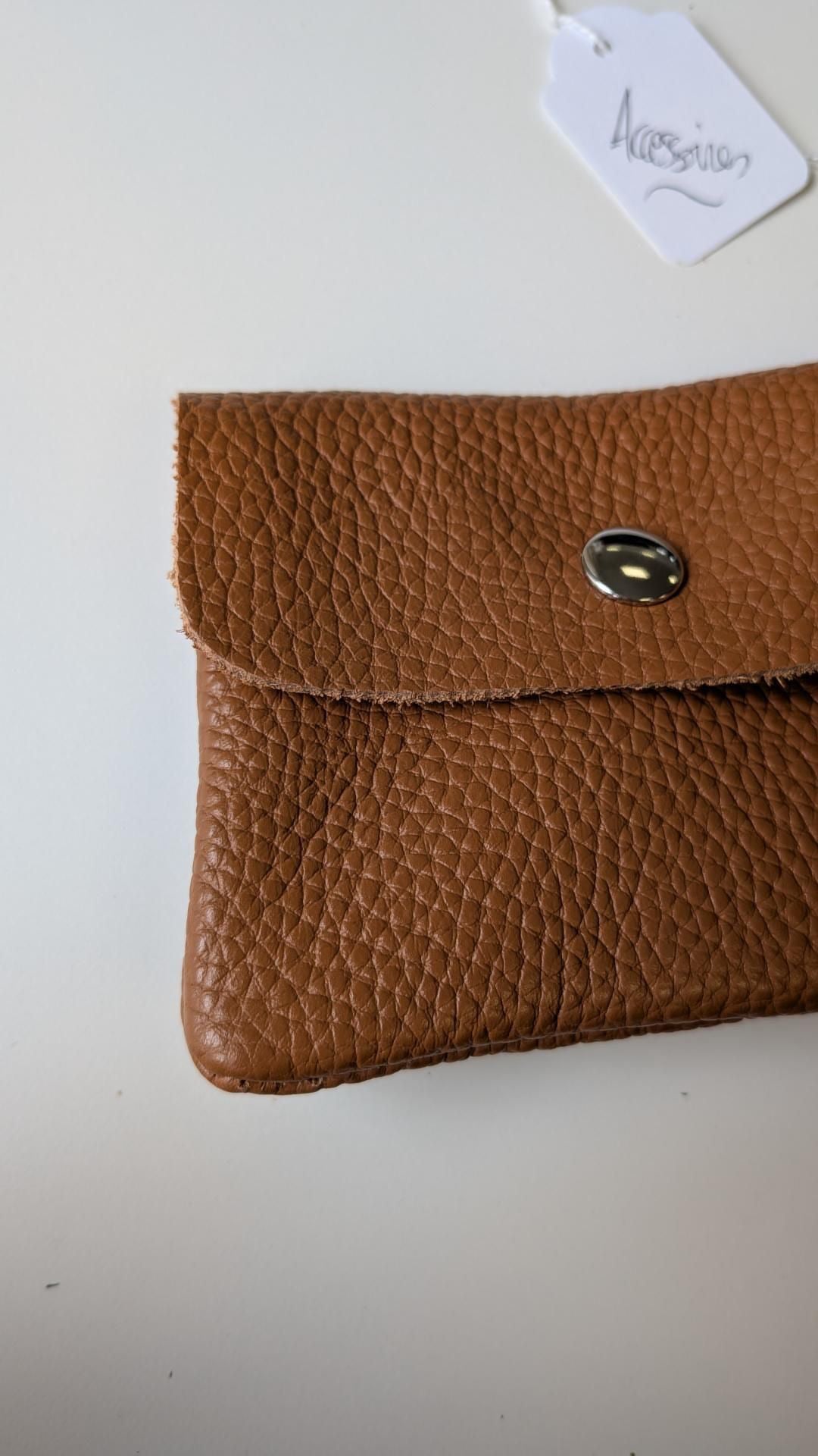 Porte-monnaie cuir marron - Made in Italy