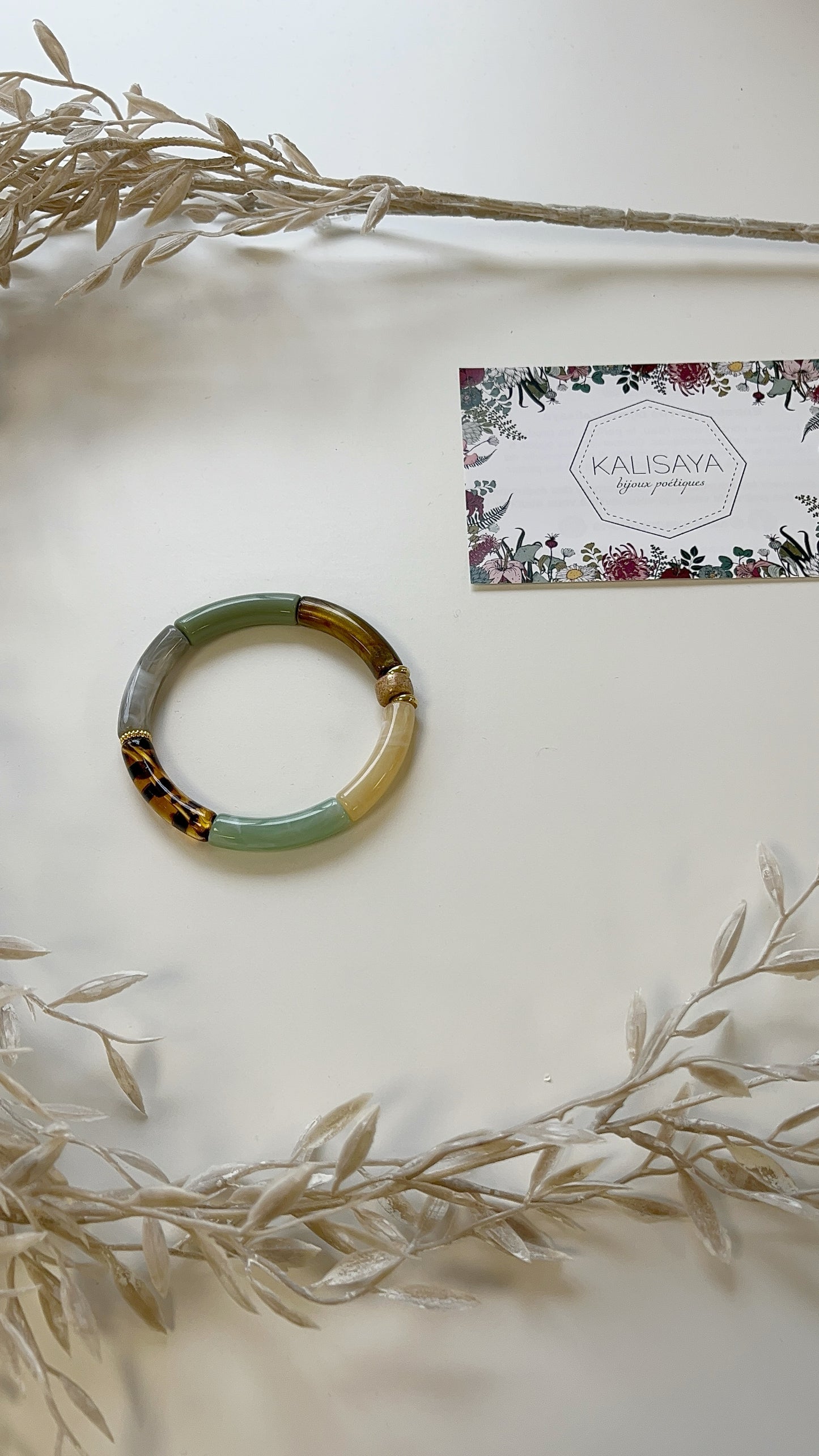 Bijoux Bracelet élastique vert d' eau - Kalisaya  - TU