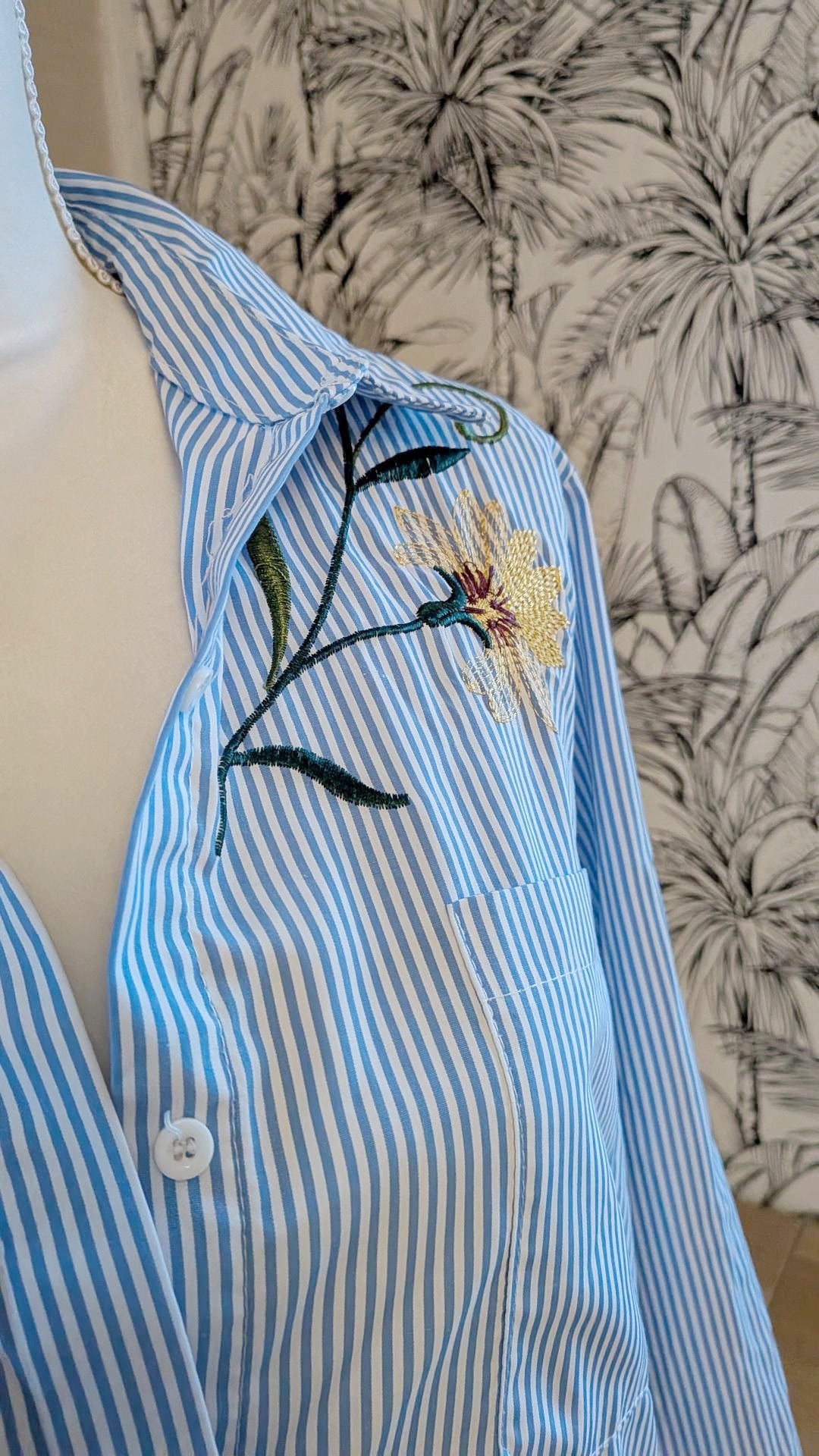 Chemise rayée fleurie - Lilie Rose - TU
