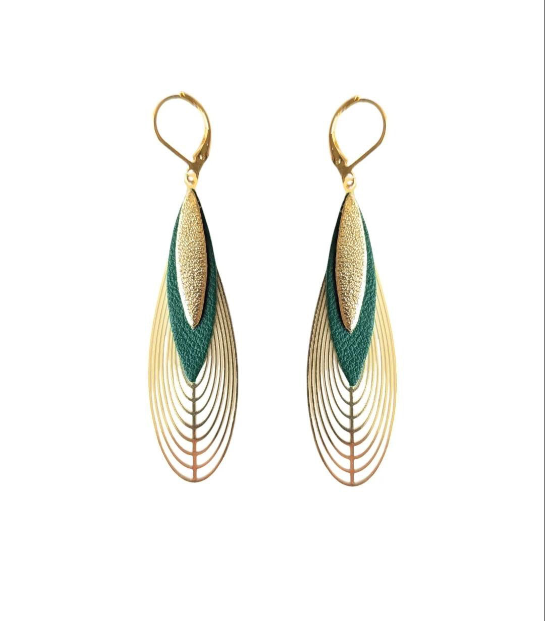 Bijoux Boucles d’oreilles Création Jeanne&Jo Vert Sapin